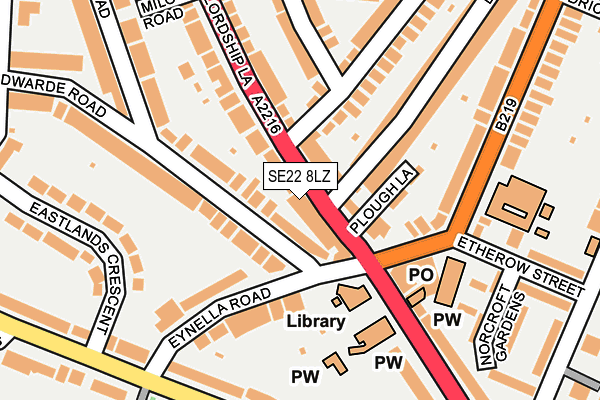 SE22 8LZ map - OS OpenMap – Local (Ordnance Survey) SE22 8LZ map - OS OpenMap – Local (Ordnance Survey)