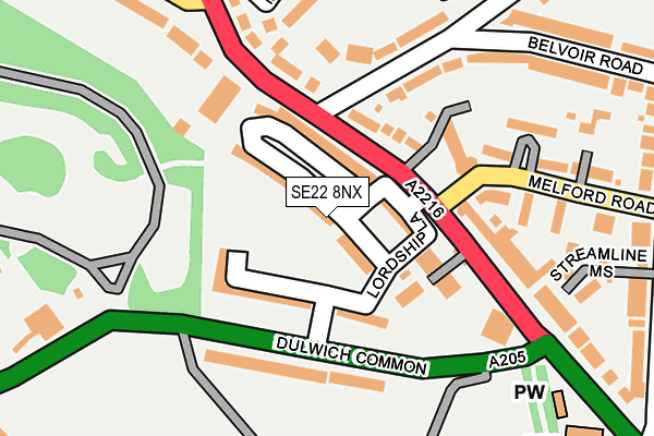 SE22 8NX map - OS OpenMap – Local (Ordnance Survey) SE22 8NX map - OS OpenMap – Local (Ordnance Survey)