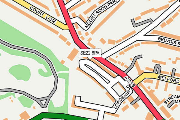 SE22 8PA map - OS OpenMap – Local (Ordnance Survey) SE22 8PA map - OS OpenMap – Local (Ordnance Survey)