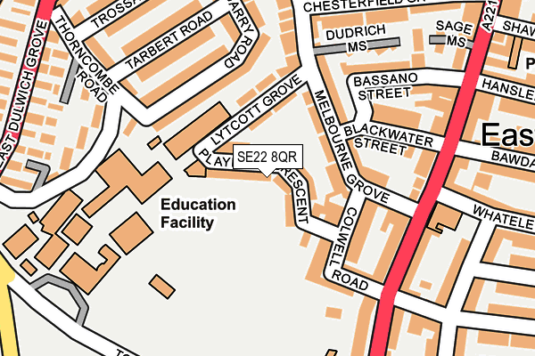 SE22 8QR map - OS OpenMap – Local (Ordnance Survey) SE22 8QR map - OS OpenMap – Local (Ordnance Survey)