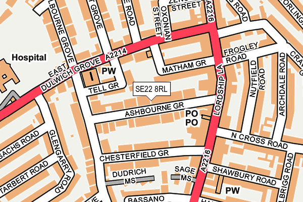 SE22 8RL map - OS OpenMap – Local (Ordnance Survey) SE22 8RL map - OS OpenMap – Local (Ordnance Survey)