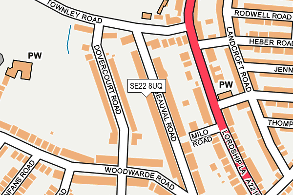 SE22 8UQ map - OS OpenMap – Local (Ordnance Survey) SE22 8UQ map - OS OpenMap – Local (Ordnance Survey)