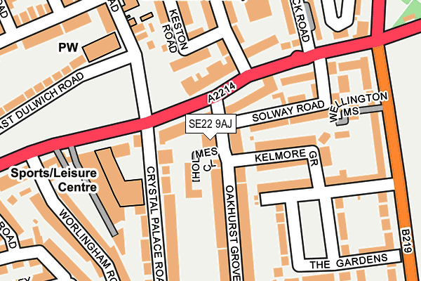 SE22 9AJ map - OS OpenMap – Local (Ordnance Survey) SE22 9AJ map - OS OpenMap – Local (Ordnance Survey)