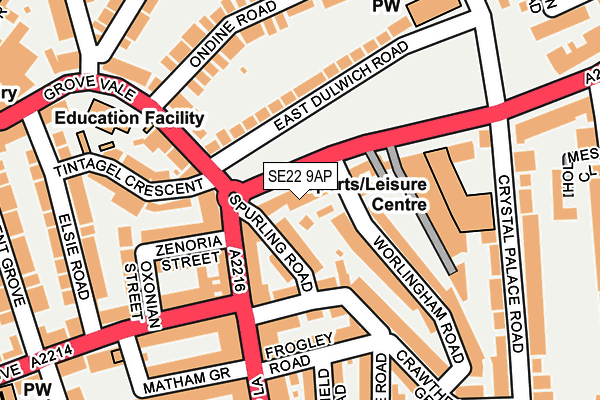 SE22 9AP map - OS OpenMap – Local (Ordnance Survey) SE22 9AP map - OS OpenMap – Local (Ordnance Survey)