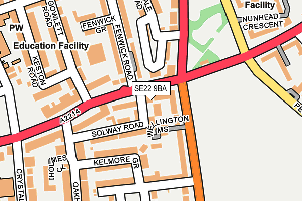 SE22 9BA map - OS OpenMap – Local (Ordnance Survey) SE22 9BA map - OS OpenMap – Local (Ordnance Survey)