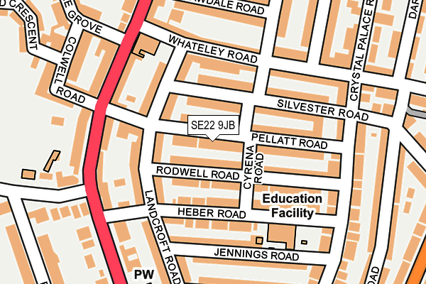 SE22 9JB map - OS OpenMap – Local (Ordnance Survey) SE22 9JB map - OS OpenMap – Local (Ordnance Survey)