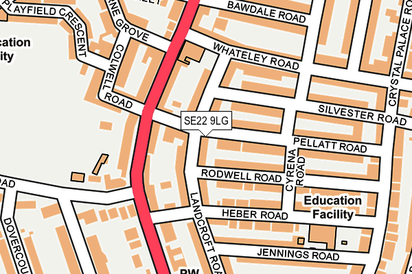 SE22 9LG map - OS OpenMap – Local (Ordnance Survey) SE22 9LG map - OS OpenMap – Local (Ordnance Survey)