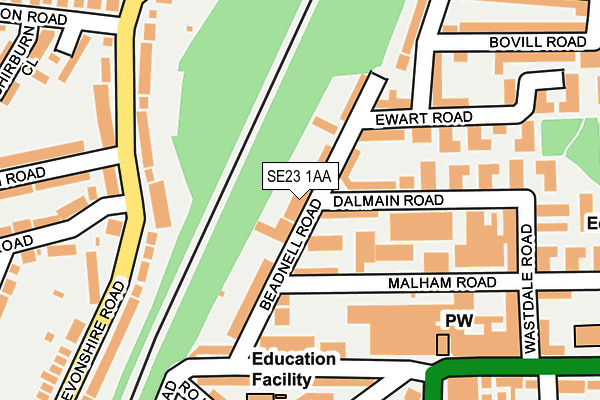 SE23 1AA map - OS OpenMap – Local (Ordnance Survey) SE23 1AA map - OS OpenMap – Local (Ordnance Survey)