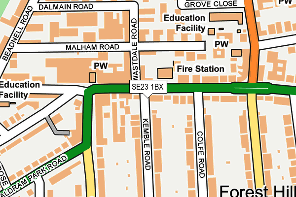 SE23 1BX map - OS OpenMap – Local (Ordnance Survey) SE23 1BX map - OS OpenMap – Local (Ordnance Survey)