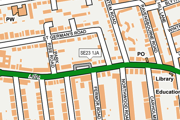 SE23 1JA map - OS OpenMap – Local (Ordnance Survey) SE23 1JA map - OS OpenMap – Local (Ordnance Survey)