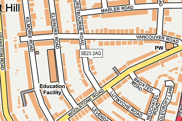 SE23 2AQ map - OS OpenMap – Local (Ordnance Survey) SE23 2AQ map - OS OpenMap – Local (Ordnance Survey)