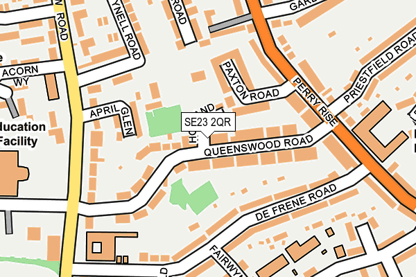 SE23 2QR map - OS OpenMap – Local (Ordnance Survey) SE23 2QR map - OS OpenMap – Local (Ordnance Survey)