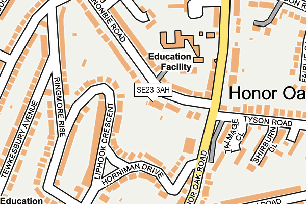 SE23 3AH map - OS OpenMap – Local (Ordnance Survey) SE23 3AH map - OS OpenMap – Local (Ordnance Survey)