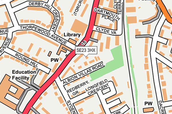 SE23 3HX map - OS OpenMap – Local (Ordnance Survey) SE23 3HX map - OS OpenMap – Local (Ordnance Survey)