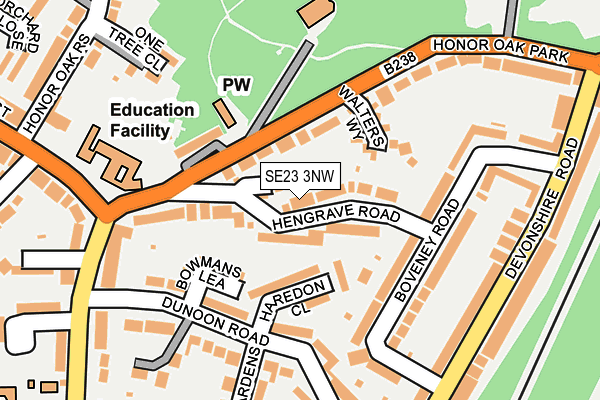 SE23 3NW map - OS OpenMap – Local (Ordnance Survey) SE23 3NW map - OS OpenMap – Local (Ordnance Survey)