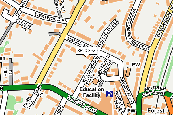 SE23 3PZ map - OS OpenMap – Local (Ordnance Survey) SE23 3PZ map - OS OpenMap – Local (Ordnance Survey)