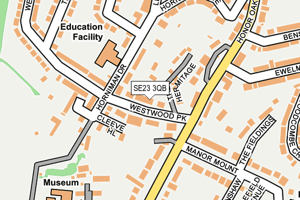 SE23 3QB map - OS OpenMap – Local (Ordnance Survey) SE23 3QB map - OS OpenMap – Local (Ordnance Survey)