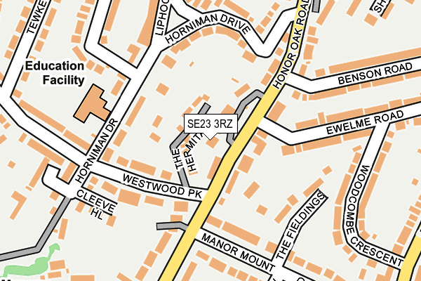 SE23 3RZ map - OS OpenMap – Local (Ordnance Survey) SE23 3RZ map - OS OpenMap – Local (Ordnance Survey)