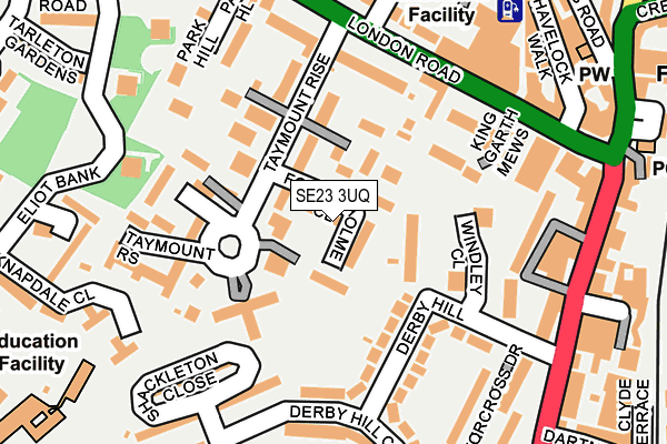 SE23 3UQ map - OS OpenMap – Local (Ordnance Survey) SE23 3UQ map - OS OpenMap – Local (Ordnance Survey)