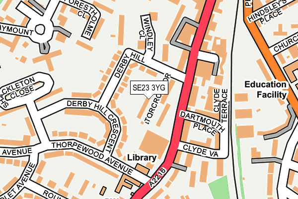 SE23 3YG map - OS OpenMap – Local (Ordnance Survey) SE23 3YG map - OS OpenMap – Local (Ordnance Survey)