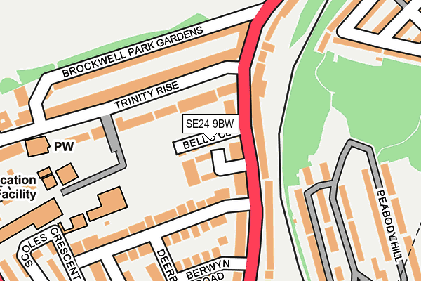 SE24 9BW map - OS OpenMap – Local (Ordnance Survey) SE24 9BW map - OS OpenMap – Local (Ordnance Survey)