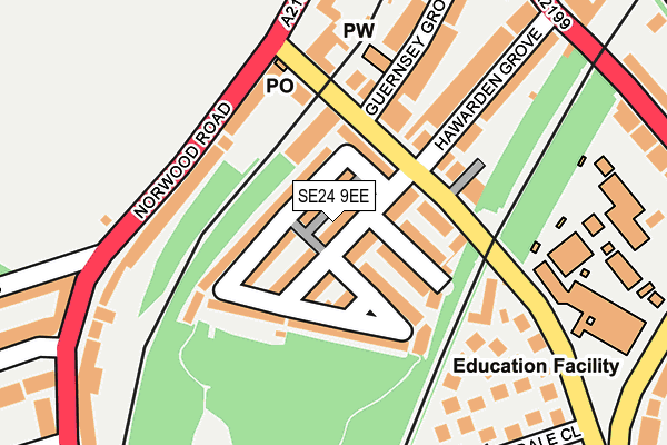 SE24 9EE map - OS OpenMap – Local (Ordnance Survey) SE24 9EE map - OS OpenMap – Local (Ordnance Survey)