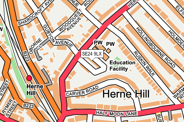 SE24 9LX map - OS OpenMap – Local (Ordnance Survey) SE24 9LX map - OS OpenMap – Local (Ordnance Survey)