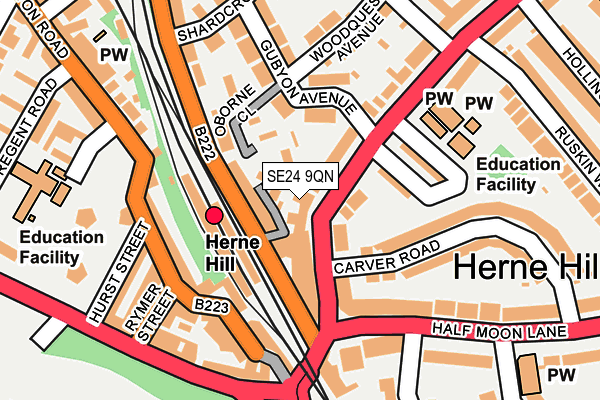 SE24 9QN map - OS OpenMap – Local (Ordnance Survey) SE24 9QN map - OS OpenMap – Local (Ordnance Survey)