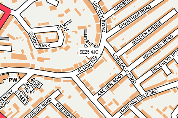 SE25 4JQ map - OS OpenMap – Local (Ordnance Survey) SE25 4JQ map - OS OpenMap – Local (Ordnance Survey)