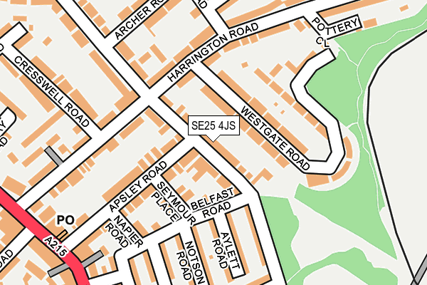 SE25 4JS map - OS OpenMap – Local (Ordnance Survey) SE25 4JS map - OS OpenMap – Local (Ordnance Survey)
