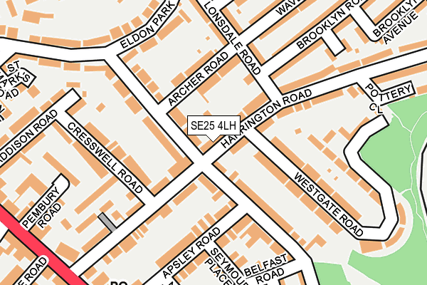 SE25 4LH map - OS OpenMap – Local (Ordnance Survey) SE25 4LH map - OS OpenMap – Local (Ordnance Survey)
