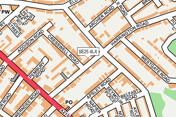 SE25 4LX map - OS OpenMap – Local (Ordnance Survey) SE25 4LX map - OS OpenMap – Local (Ordnance Survey)
