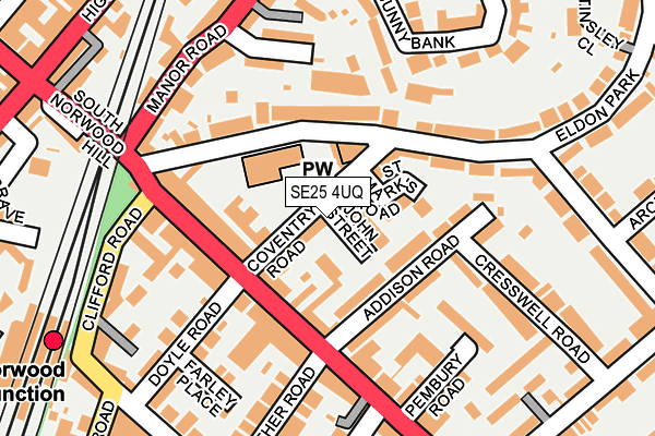 SE25 4UQ map - OS OpenMap – Local (Ordnance Survey) SE25 4UQ map - OS OpenMap – Local (Ordnance Survey)