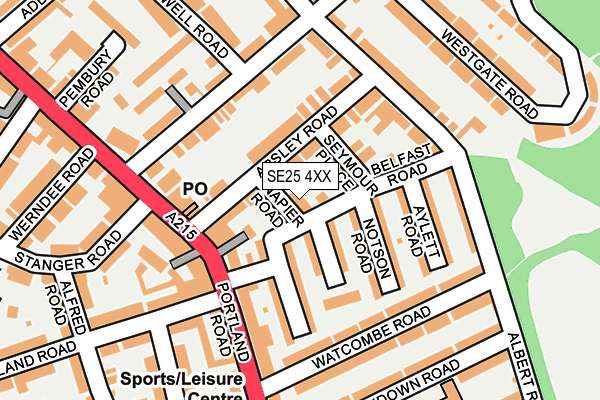 SE25 4XX map - OS OpenMap – Local (Ordnance Survey) SE25 4XX map - OS OpenMap – Local (Ordnance Survey)