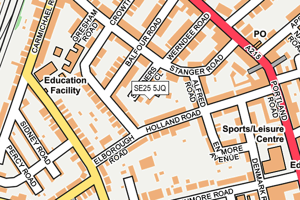 SE25 5JQ map - OS OpenMap – Local (Ordnance Survey) SE25 5JQ map - OS OpenMap – Local (Ordnance Survey)