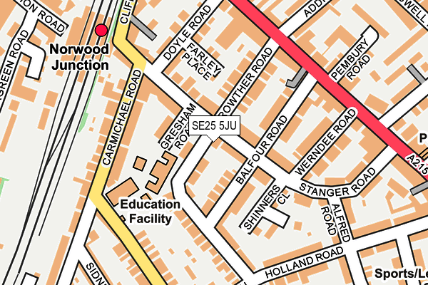 SE25 5JU map - OS OpenMap – Local (Ordnance Survey) SE25 5JU map - OS OpenMap – Local (Ordnance Survey)