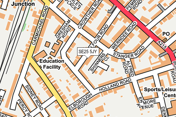SE25 5JY map - OS OpenMap – Local (Ordnance Survey) SE25 5JY map - OS OpenMap – Local (Ordnance Survey)