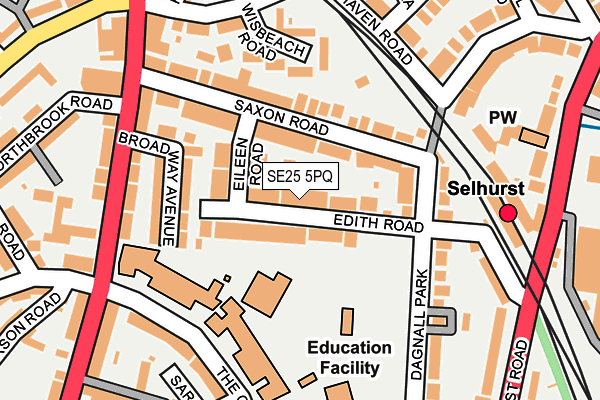 SE25 5PQ map - OS OpenMap – Local (Ordnance Survey) SE25 5PQ map - OS OpenMap – Local (Ordnance Survey)