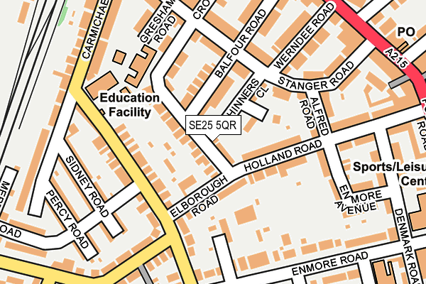 SE25 5QR map - OS OpenMap – Local (Ordnance Survey) SE25 5QR map - OS OpenMap – Local (Ordnance Survey)