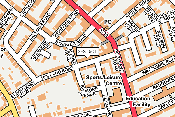 SE25 5QT map - OS OpenMap – Local (Ordnance Survey) SE25 5QT map - OS OpenMap – Local (Ordnance Survey)