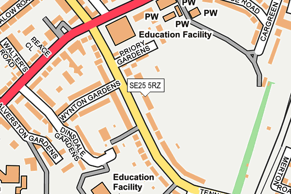SE25 5RZ map - OS OpenMap – Local (Ordnance Survey) SE25 5RZ map - OS OpenMap – Local (Ordnance Survey)
