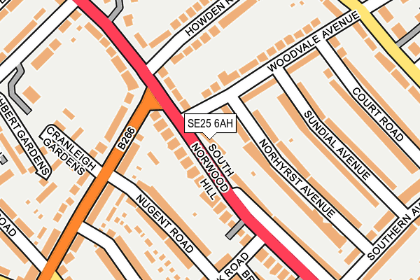 SE25 6AH map - OS OpenMap – Local (Ordnance Survey) SE25 6AH map - OS OpenMap – Local (Ordnance Survey)