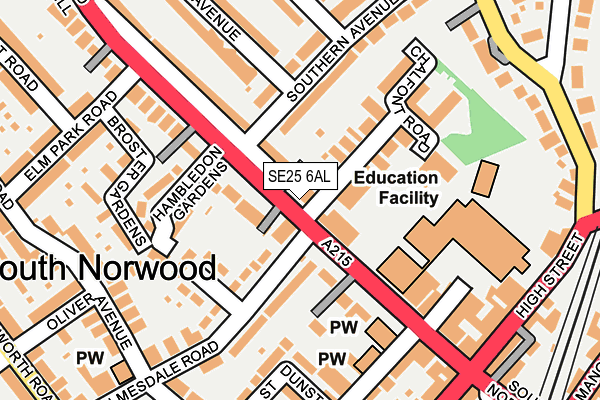 SE25 6AL map - OS OpenMap – Local (Ordnance Survey) SE25 6AL map - OS OpenMap – Local (Ordnance Survey)