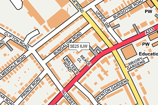 SE25 6JW map - OS OpenMap – Local (Ordnance Survey) SE25 6JW map - OS OpenMap – Local (Ordnance Survey)