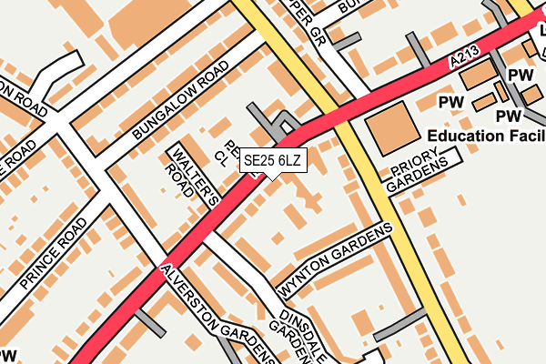SE25 6LZ map - OS OpenMap – Local (Ordnance Survey) SE25 6LZ map - OS OpenMap – Local (Ordnance Survey)