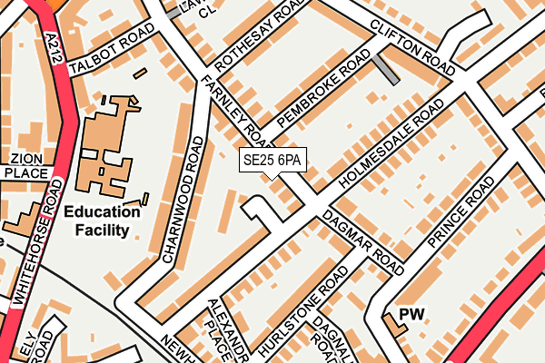 SE25 6PA map - OS OpenMap – Local (Ordnance Survey) SE25 6PA map - OS OpenMap – Local (Ordnance Survey)