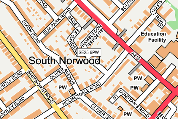 SE25 6PW map - OS OpenMap – Local (Ordnance Survey) SE25 6PW map - OS OpenMap – Local (Ordnance Survey)