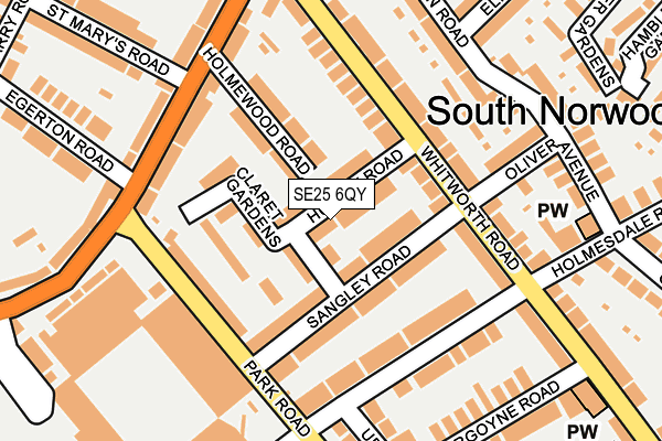 SE25 6QY map - OS OpenMap – Local (Ordnance Survey) SE25 6QY map - OS OpenMap – Local (Ordnance Survey)
