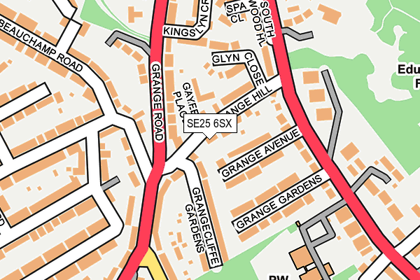 SE25 6SX map - OS OpenMap – Local (Ordnance Survey) SE25 6SX map - OS OpenMap – Local (Ordnance Survey)