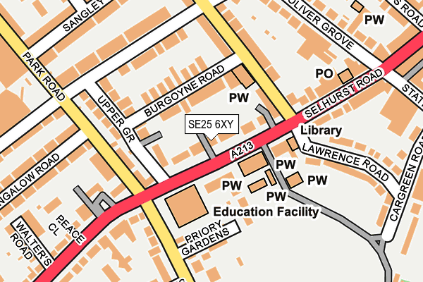 SE25 6XY map - OS OpenMap – Local (Ordnance Survey) SE25 6XY map - OS OpenMap – Local (Ordnance Survey)
